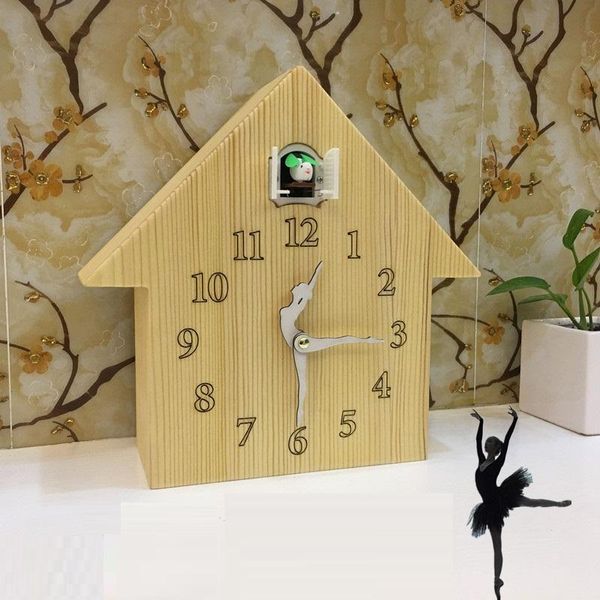 

cuckoo clock living room creative simple clock bedroom mute children muttering alarm wood watch modern decor