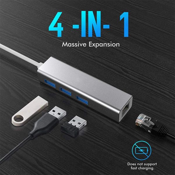 

type-c transfer rj45 with usb3.0 hub hub 100 megabyte cable access card 4 closed 1 docking station aluminum alloy