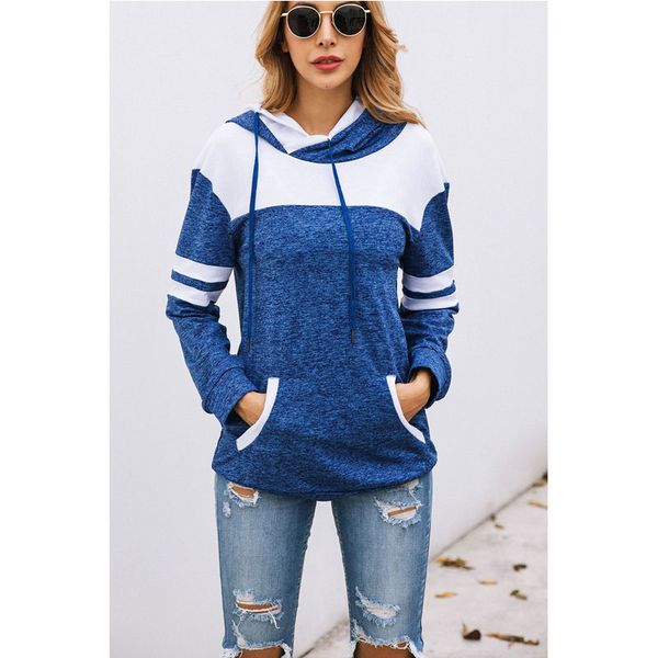 

autumn and winter fashion stitching pocket hoodie hoodie loose sweater wholesale, Black