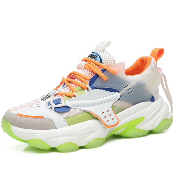 

rasmeup plus size men's chunky sneakers new arrival fashion colorful harajuku breathable men shoes male footwear trainers lj201124, Black;white