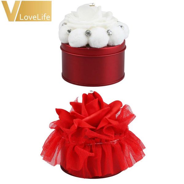 

gift wrap storage box circular metal candy boxes wedding with flower for jewelry key home events supplies