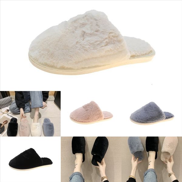 

rrimq shoes woman plush rubber toe adults loafers low flock cover for pantofle plush slippers for kid fur massage new flat slipper rome, Black