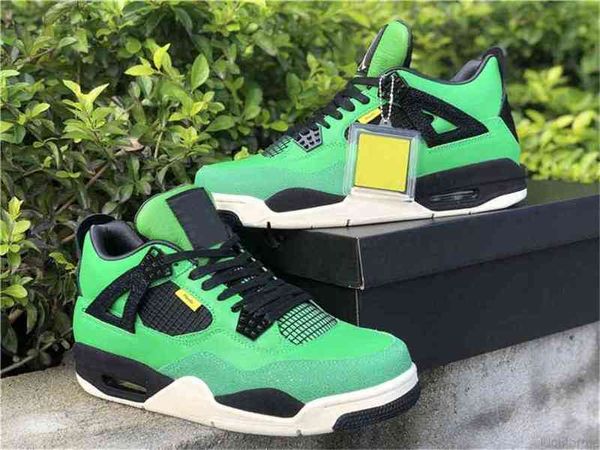 

c080520 authentic 4 manila high og athletic shoes men green black sail limited release 150 pairs zapatos trainers sneakers with original box