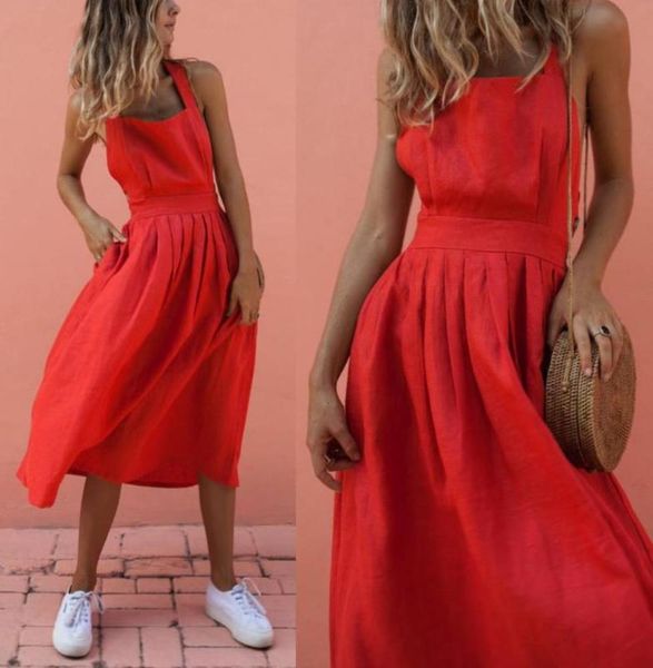 

women's new 2020 summer clothing temperament collage sleevels round neck big swing drs origin, Black;gray