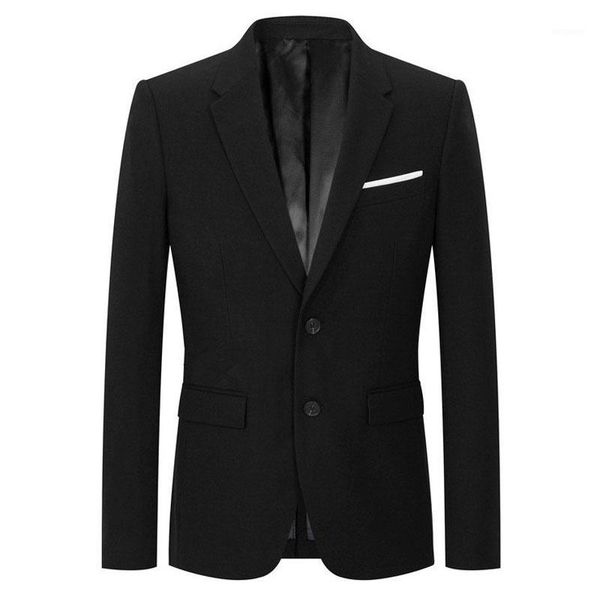 

korean slim fit fashion cotton blazer suit jacket black blue plus size m to 3xl male blazers mens coat wedding1, White;black