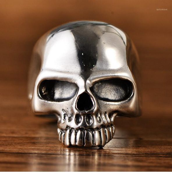 

925 sterling silver mens skull biker ring rings jewelry gift a44181, Golden;silver
