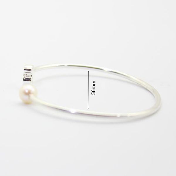 

solid 925 sterling silver bangle bracelet for women brand fine jewelry pure 100% 925 pulseras mujer plata de ley joyas de plata q1201, Black