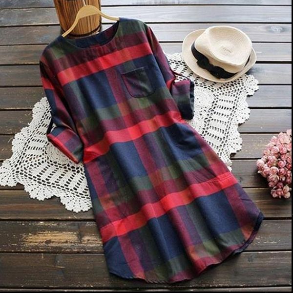 

women long plaid blouse loose casual shirt vintage long sleeve elegant autumn pullovers streetwear ladies clothing, White