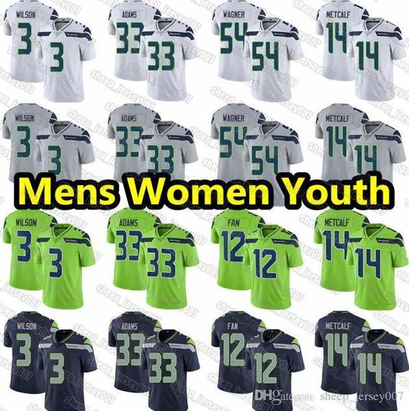

seattle seahawks 54 3 russell wilson bobby wagner 33 jamal adams football jerseys 14 dk metcalf tyler lockett 12s thomas chancellor, Black;red