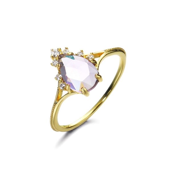 

lamooon ring для женщин аметисты кольца капля воды драгоценные камни 14k позолоченные 925 стерлингового серебра изготовления серебра lmri142, Silver