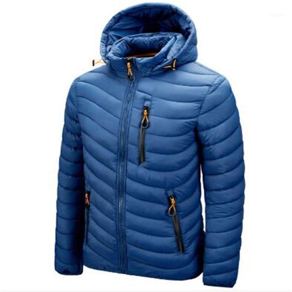 

winter fashion men's hooded removable cap down cotton padded jacket new zipper long sleeve coat outwear1, Black