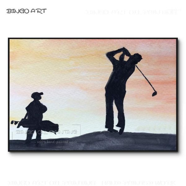

paintings pure hand-painted playing golf oil painting on canvas handmade the man for club wall decoration1