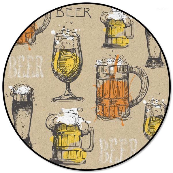 

vintage text beer glasses printed round carpet for living room kids bedroom table sofa carpet area rug mats1
