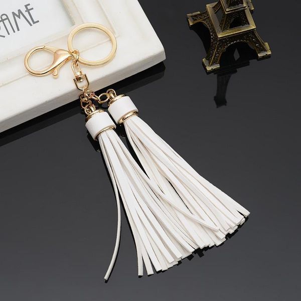 

double pu leather tassel key chain chiffon key ring for lady bag ornaments creative fashion charm keychain key holder eh891 h sqccca