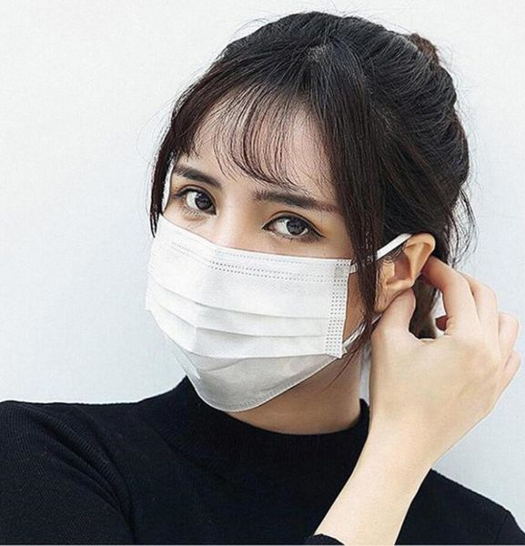 

us, white 3-layer masks, breathable disposable earloop mouth face mask, comfortable protective in stock