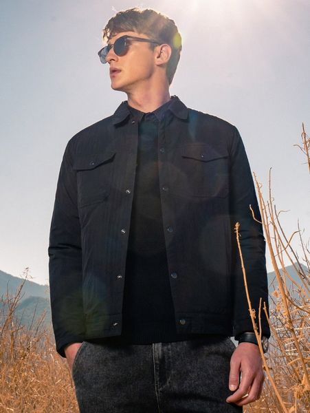 

men single breasted flap pocket winter coat d1mb#, Black;brown