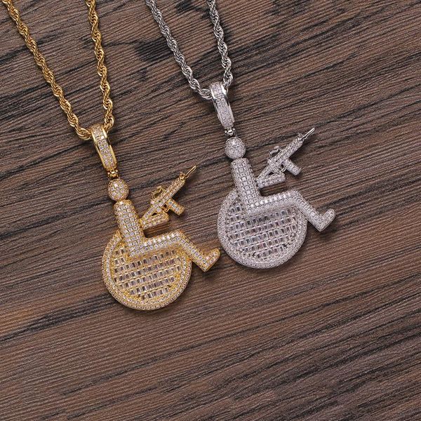 

chains fashion cartoon brass micro pave with cz bling mens pendant necklace hip hop jewelry cn326, Silver