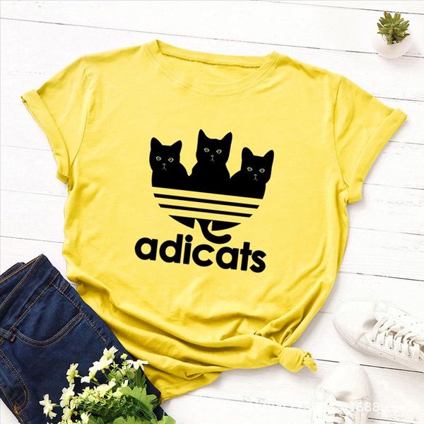 

мультфильм tee tees black cat t рубашка женщины harajuku большой размер короткие рукава футболка повседневная летние негабаритные животные р, White