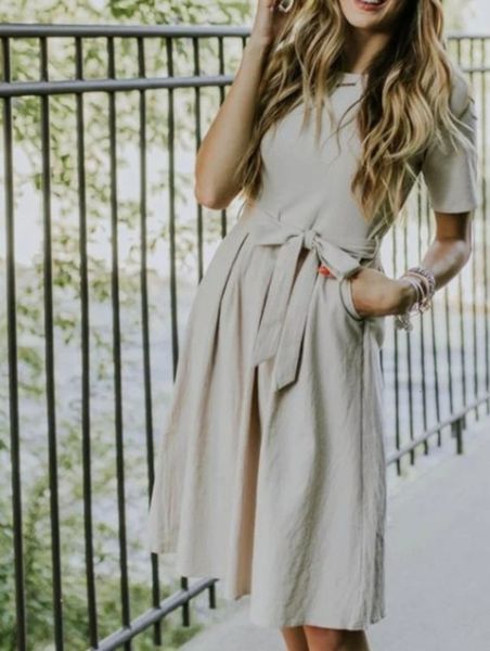 

clear women's 2019 solid wind color pure cotton lace up dress, Black;gray