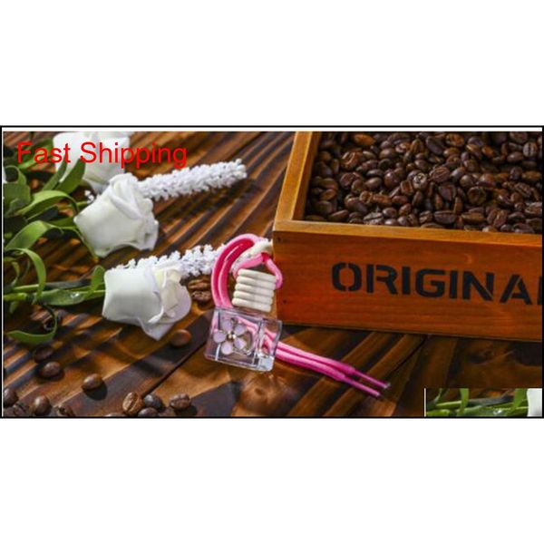 

8-10ml hanging car perfume flower bottle fragrance diffuser bottle air freshner glass essential oil bottle car de qylouq nana_shop, Silver