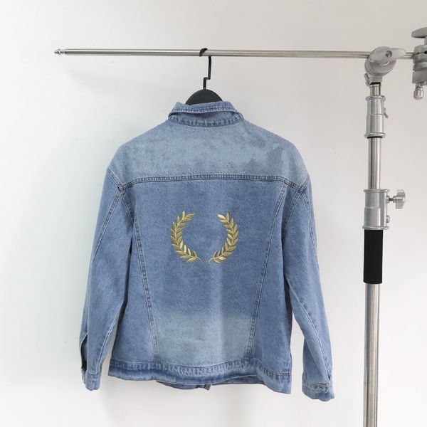 

2020 women jackets brand hip hop designer denim jacket imported maisuijinxian heavy industry gold thread embroidery denim coat, Black;brown