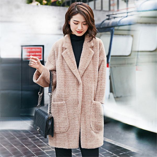 

2021 new women jackets%jacket autumn vison cashmere jacket ladies double-breasted thin elegant outerwear a652 mfgl, Black