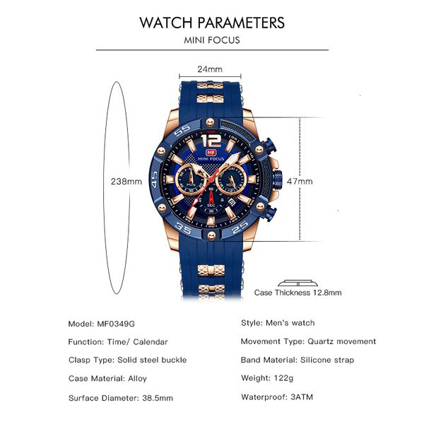 

mini focus sports watch men waterproof mens watches brand luxury quartz wristwatch silicone relogio masculino reloj hombre, Silver
