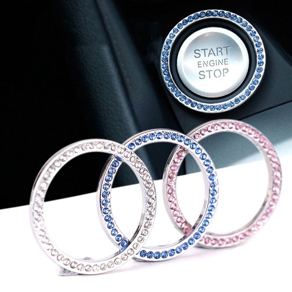 

car button decoration auto decor one-click engine start button decoration diamond crystal ignition sticker car interior accessories dhl