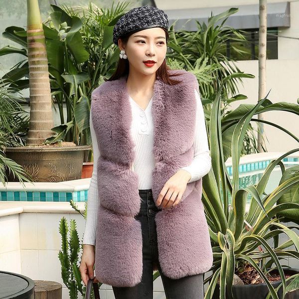 

2020 new autumn and winter women fashion faux fur vest coats women casual sleeveless v-neck waistcoat ladies plus size cloth b071, Black