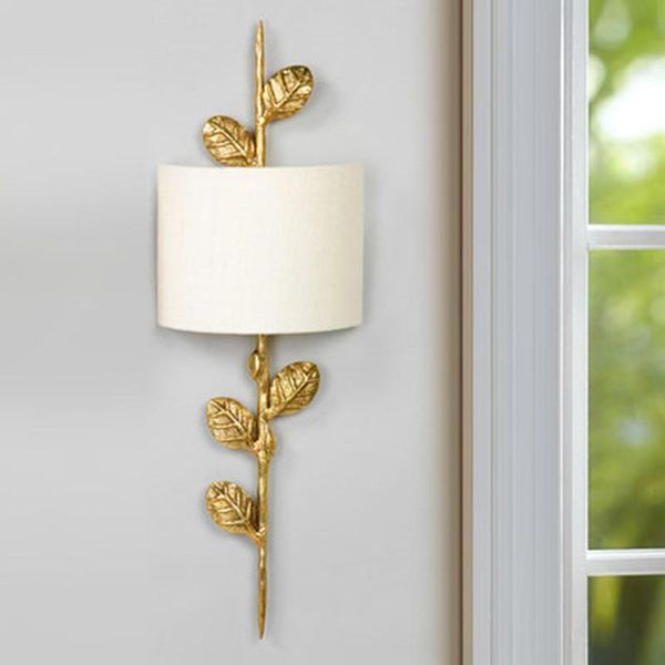 

wall lamp american country aisle lamps luxury copper living room branches led lights bedroom bedside fabric shade fixtures