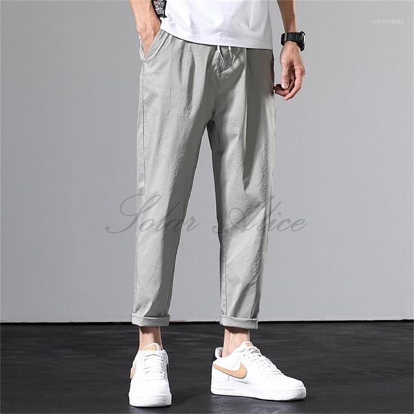 

2020 men's summer ankle-length harlan casual pants youth tether slim loose1, Black
