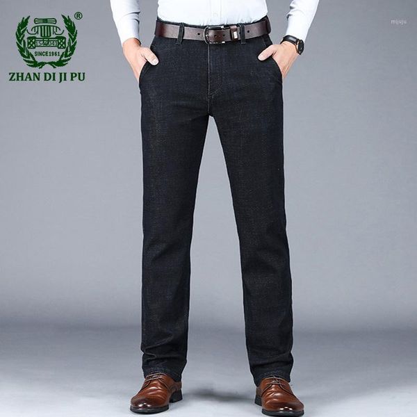 

2020 men's spring casual brand straight thick jeans autumn cotton denim blue pants man black cowboy long trousers1