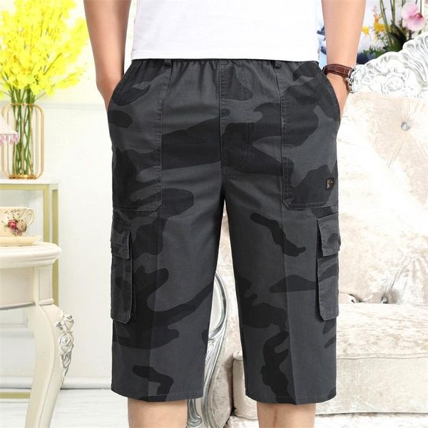 

men's shorts jogger men short pants fitness mid waist loose multi pocket summer beach cargo male camouflage sweatpants 6xl, White;black