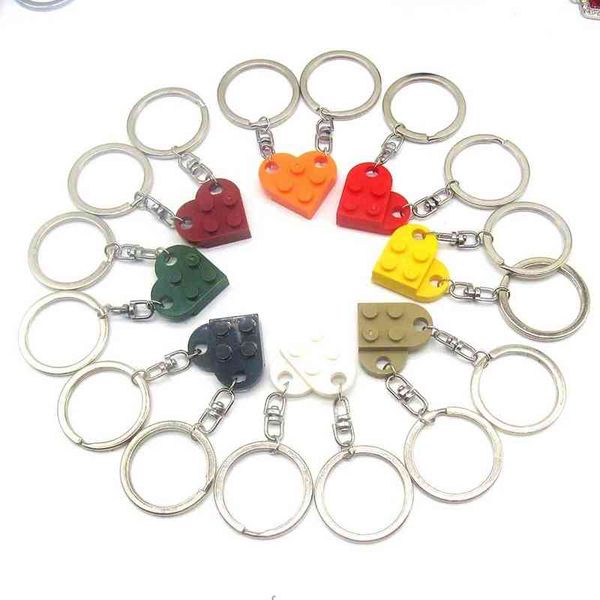 

keychains lego puzzle key splicing and splitting building blocks couple love, Silver