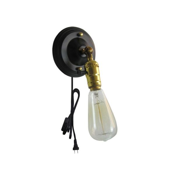 

wall lamp retro metal vintage eu us plug light 4 colours e26/e27 holder industrial wind for restaurant clothes bar bedroom