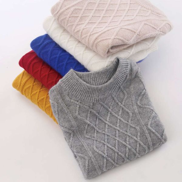

korean school children's middle round boys' neck bottomed pure color cashmere student fashion warm sweater new products, Blue