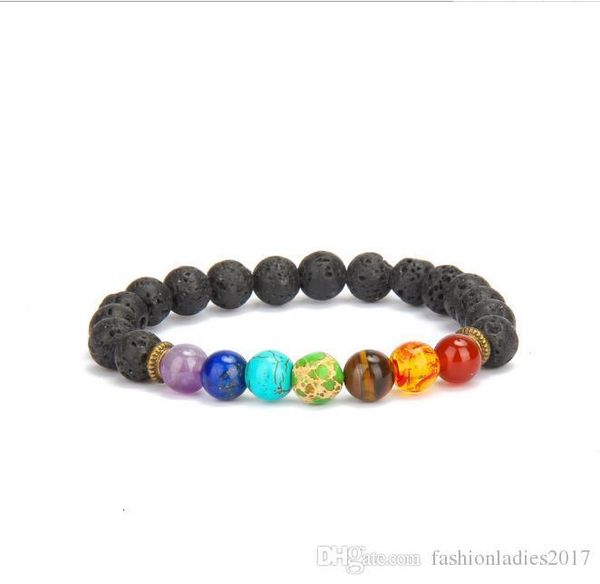 

factory7os8black new 7 lava chakra healing men balance beads reiki buddha prayer natural stone yoga bracelet for women, Black