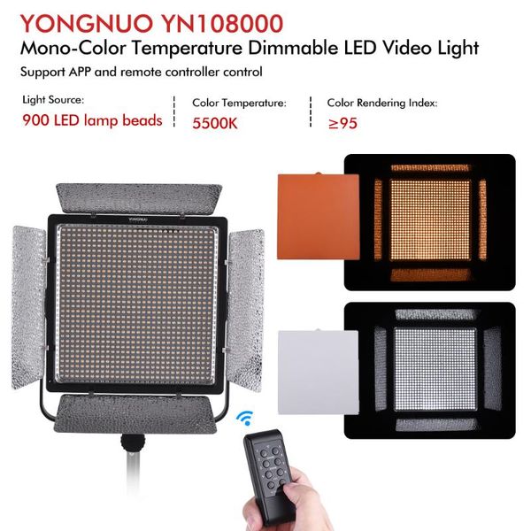 

flash heads yongnuo yn10800 5500k mono-color dimmable led video light cri95+ color temperature filters for mv recording wedding interview