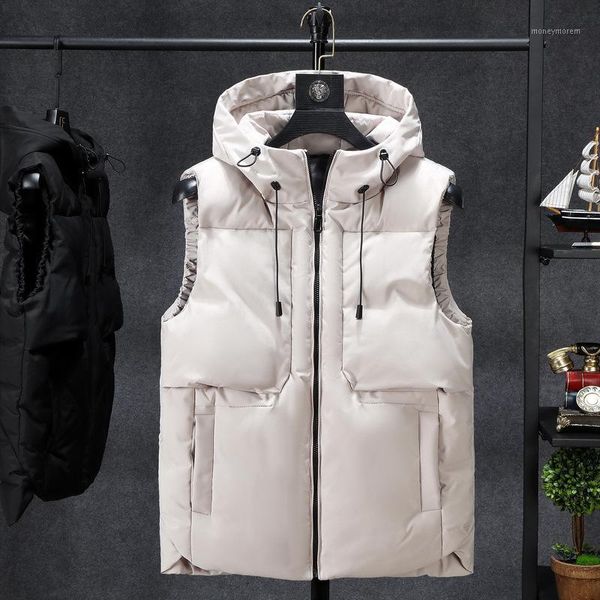 

men's vests winter vest men plus size 7xl 9xl 11xl casual sleeveless jackets male hooded thick warm parka jacket waistcoat men1, Black;white