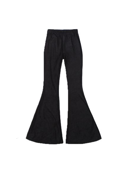 

2021 le palais vintage show thin black velvet elastic flare waistline high-waisted pants full length fashion all-match women's clothing, Black;white