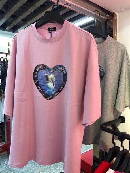 

3d embossing oversized we11done t shirt men women summer loose welldone cotton polar bear t-shirts tees1, White;black