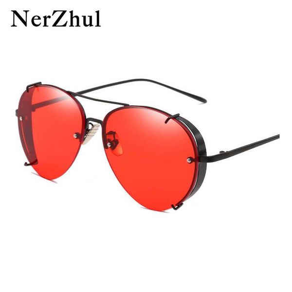 

nerzhul rivet steampunk sunglasses man punk steam punk lunette de soleil femme retro ladies person sunglasses women 2020, White;black