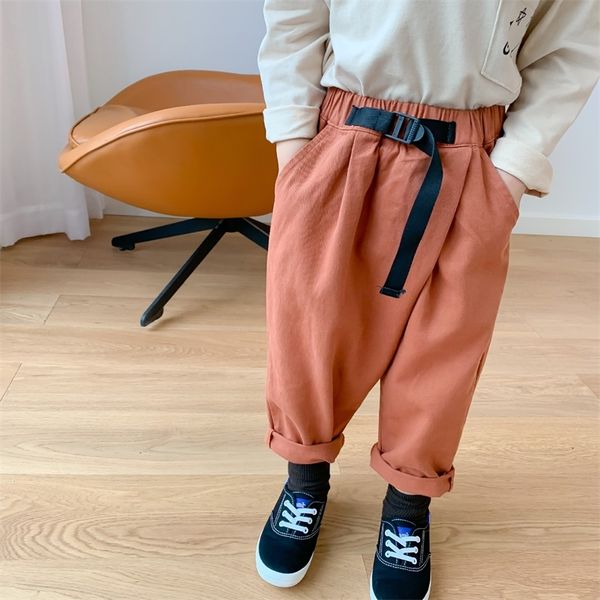 

autumn fashion boys 3 colors harem pants with belt korean style children casual loose trousers bottoms 201128, Blue