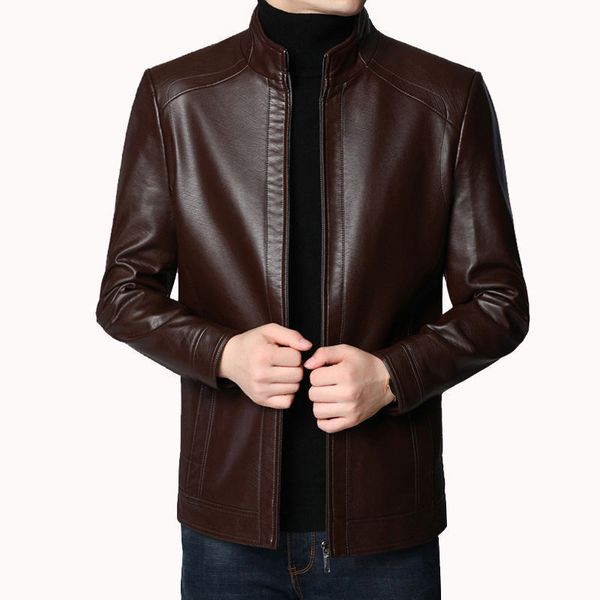 

men's casual leather jacket blazer jackets outerwear, Black