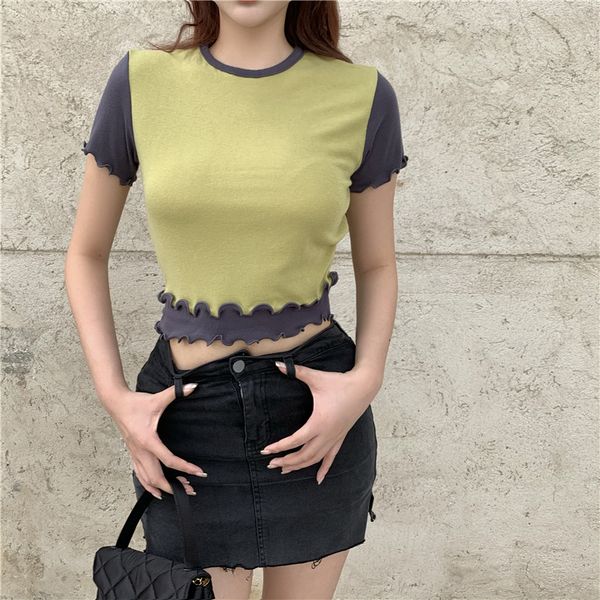 

2021 new 2 colours summer retail colour false harvest two thin sleeve pieces mesh t-shirts of women women's shirt (r98270) 8juh, White