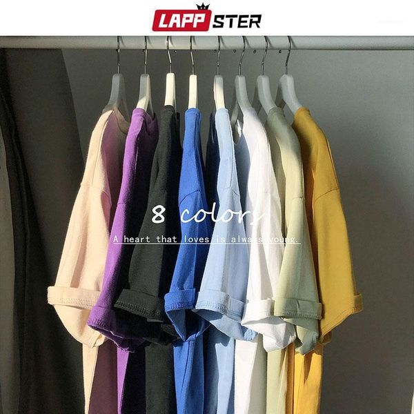 

lappster dropshipping harajuku solid funny tshirts summer 2020 men colorful hip hop t-shirts cotton packa tees1, White;black