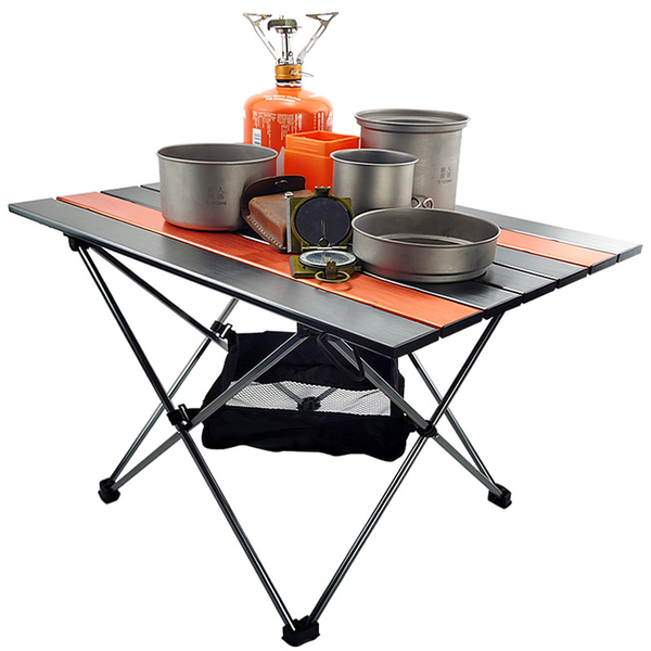 

folding camping table, portable aluminum camp table lightweight durable compact roll up picnic tables for travel fishing