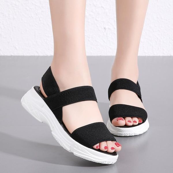 

damyuan plus size 35-45 women's platform sandals flexible slip on women shoes wedges platform sandals lady comfortable shoes1, Black