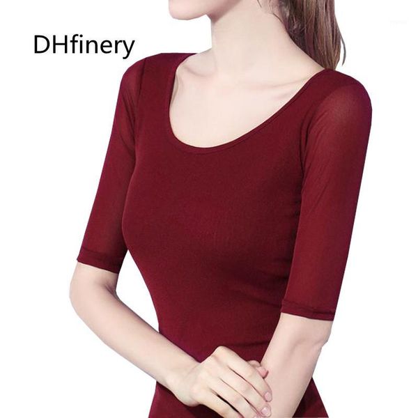 

dhfinery summer t shirt women o-neck half sleeve slim t-shirt black white brown red multicolor thin plus size s-3xl sg260831