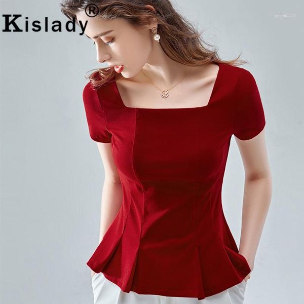 

spring summer women's square collar gothic shirt elegant harajuku patchwork solid t-shirt korean temperament clothes1, White